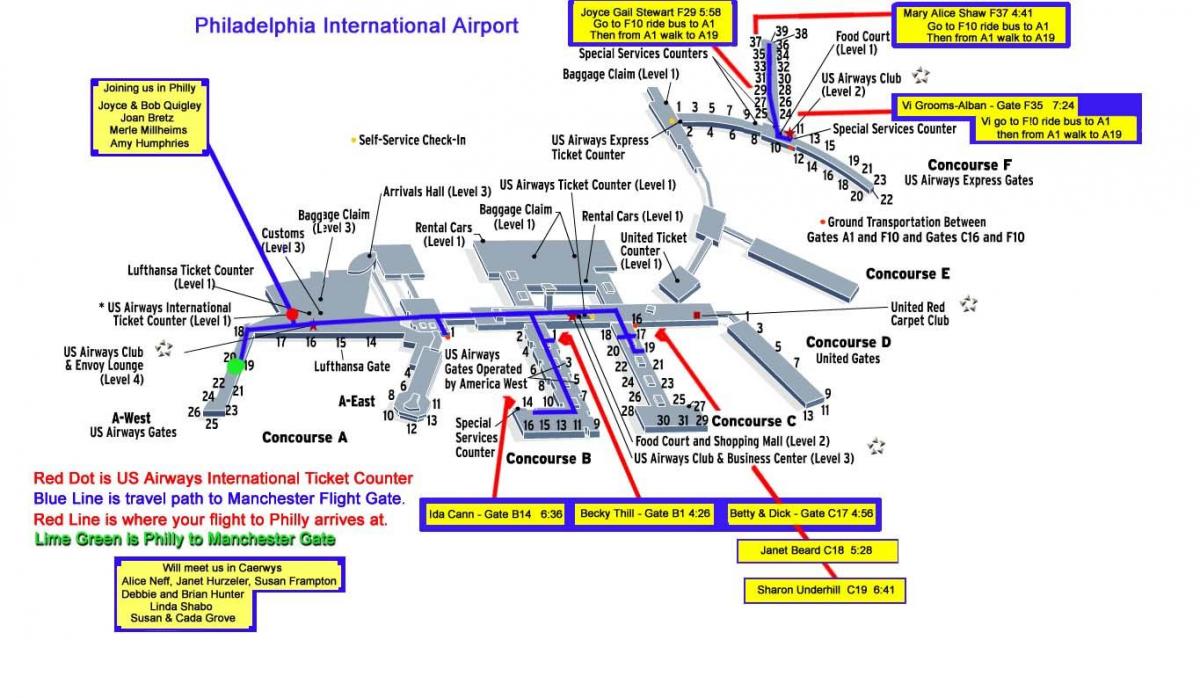 lentokenttä kartta Philadelphia