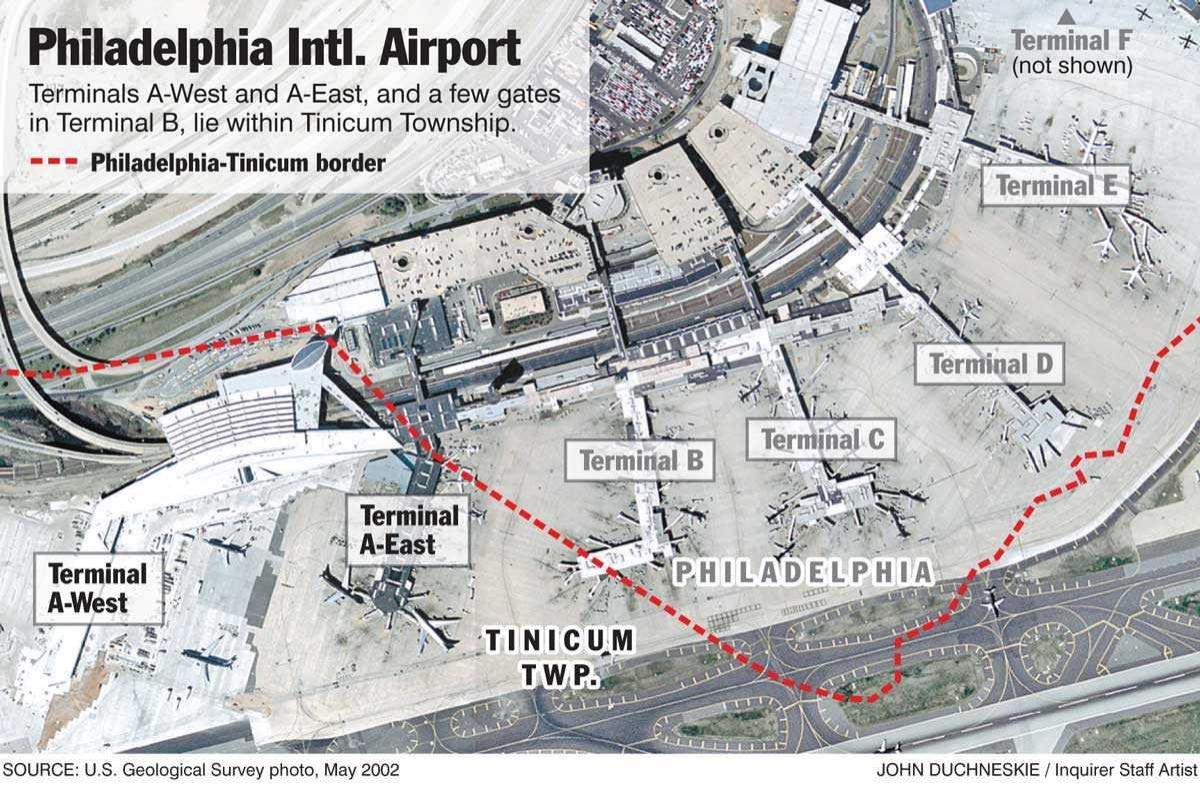 Philadelphian kansainvälinen lentokenttä kartta