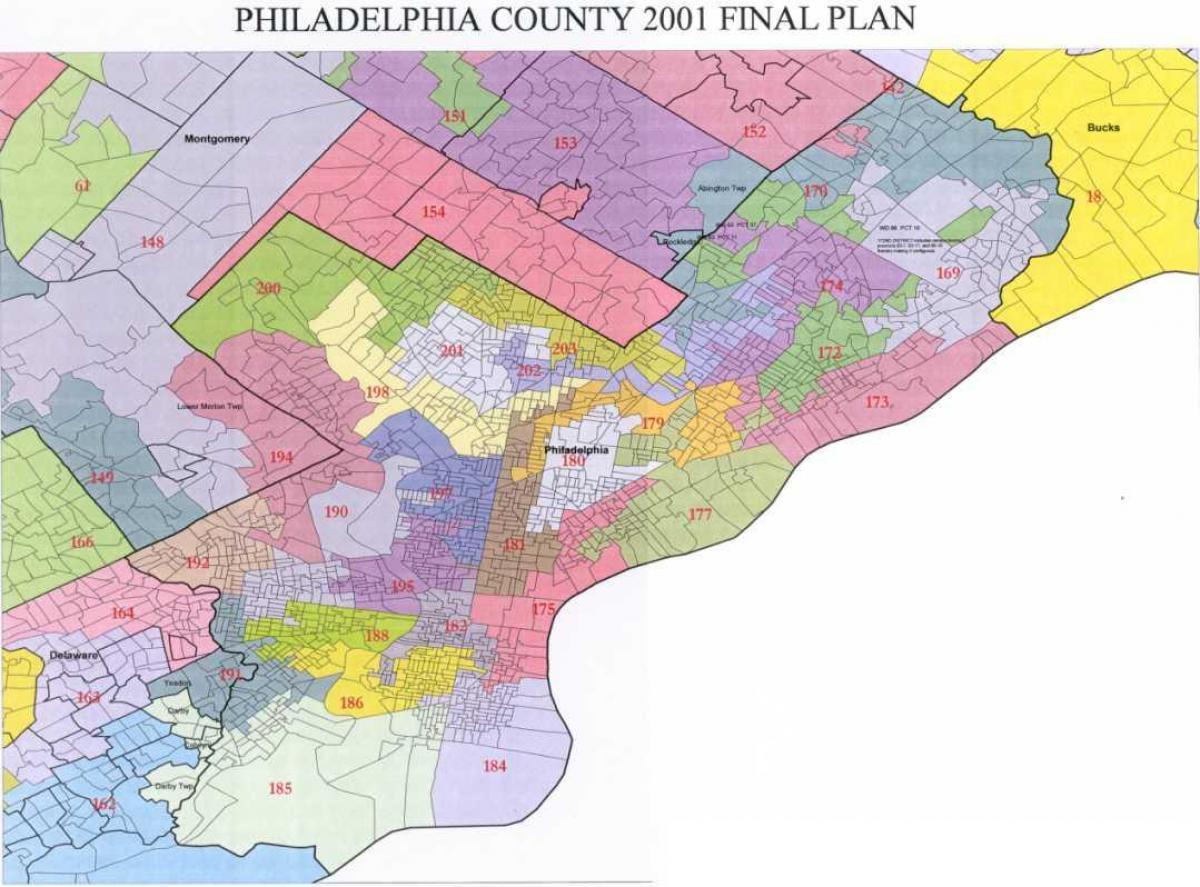Philadelphia neuvoston district kartta
