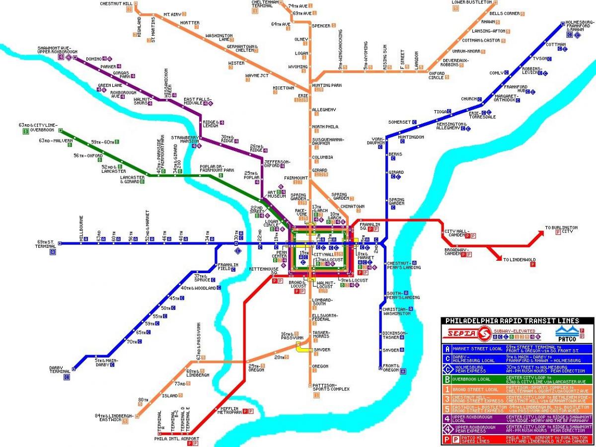 Philadelphia mass transit system kartta