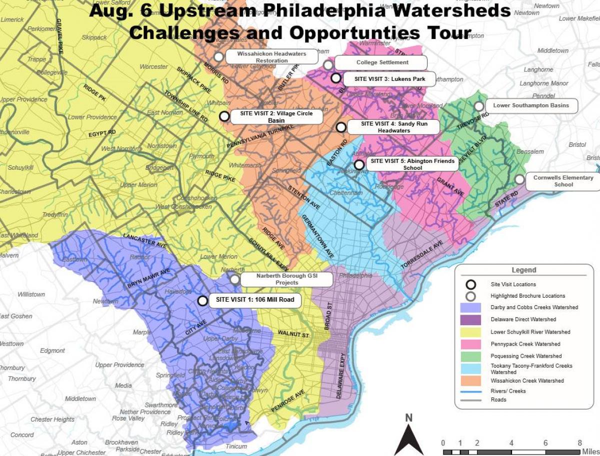 kartta Philadelphian lähiöissä