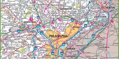 Philadelphia-alueen kartta