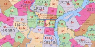Philadelphia ja lähialueilla kartta