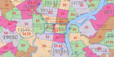 Philadelphia ja lähialueilla kartta